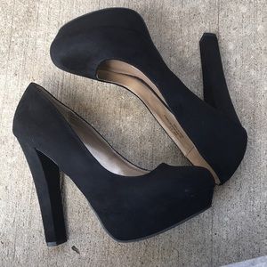 💣SHI BY JOURNEY | BLACK SUEDE PLATFORM HEELS 💣